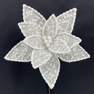24-inch sweater featuring a nostalgic poinsettia stem pattern with detailed petals.