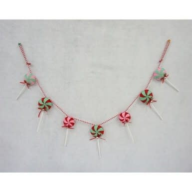 A 50-inch felt garland featuring colorful lollipop shapes with round heads and stick silhouettes.