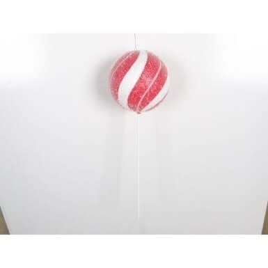 Seventeen-inch vacuum plate peppermint lollipop with stick featuring a classic spiral pattern