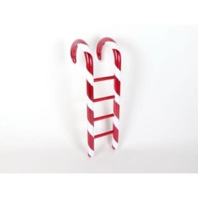 36-inch plastic candy cane ladder with red and white stripes and a glittery finish.