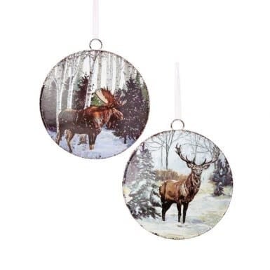 Natural white metal disk ornament with a smooth circular shape.