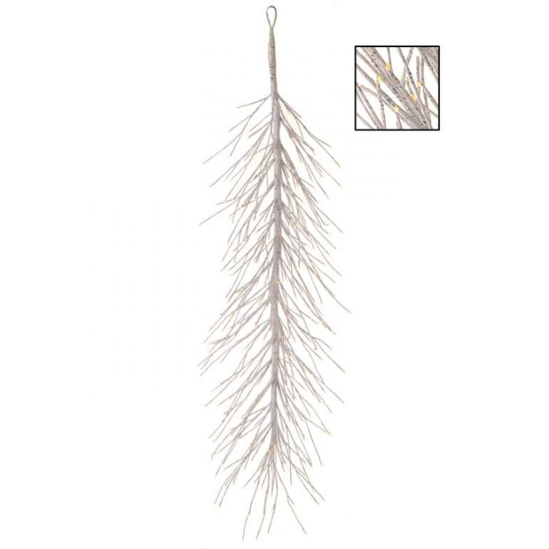 48-inch white birch LED garland with remote control