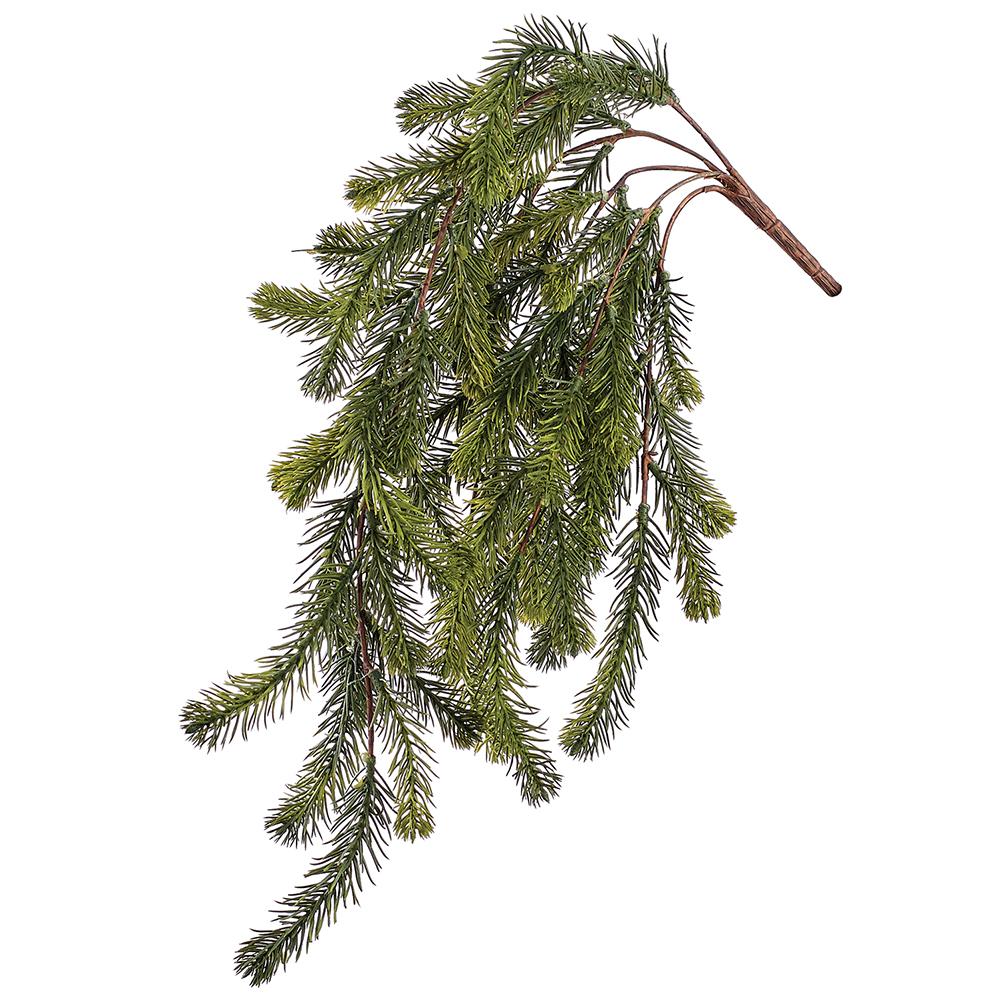 25.5-inch green artificial fir hanging bush with realistic needles and brown stems.