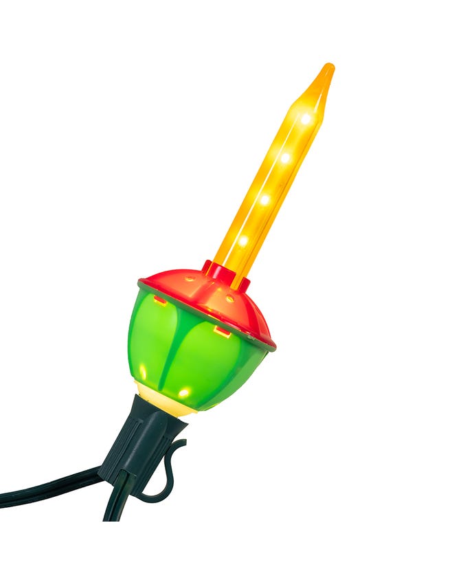 Seven multicolor bubble LED lights arranged in a curved line with six-inch spacing.