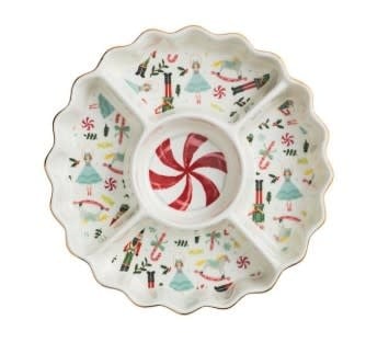 Dolomite nutcracker section server with a circular two-inch by eleven-inch silhouette.