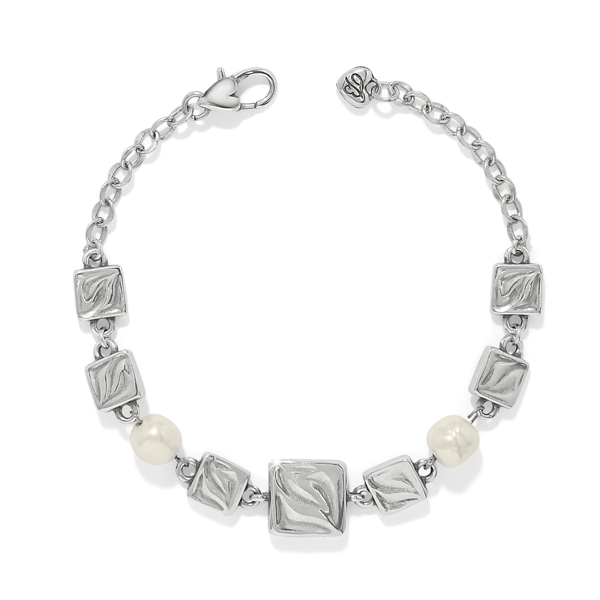 Silver-plated adjustable pearl bracelet with lobster claw closure