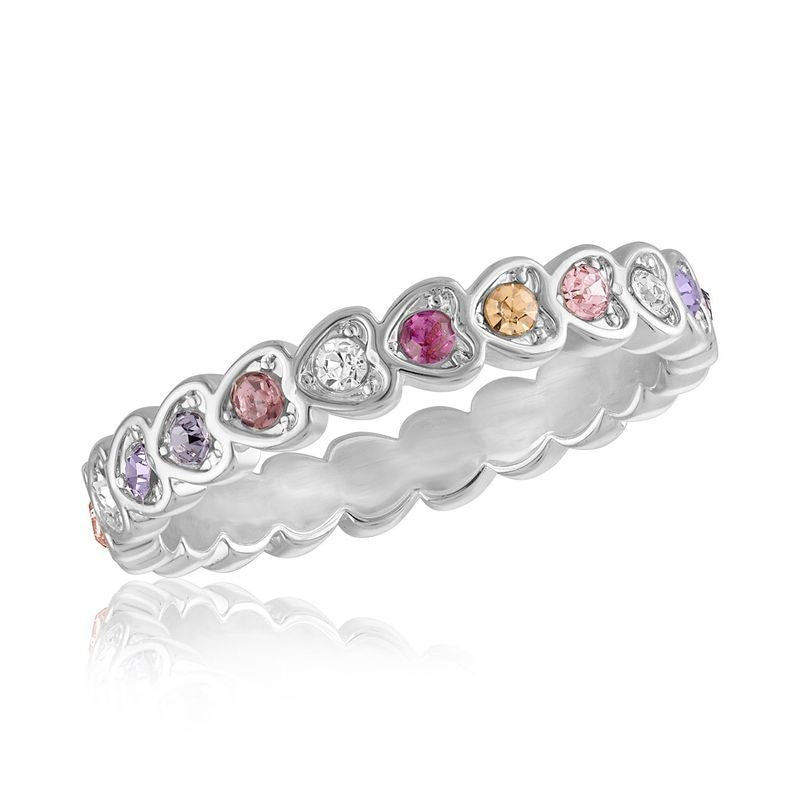 Multi-color heart infinity stack ring with vibrant accents in a sleek modern silhouette.