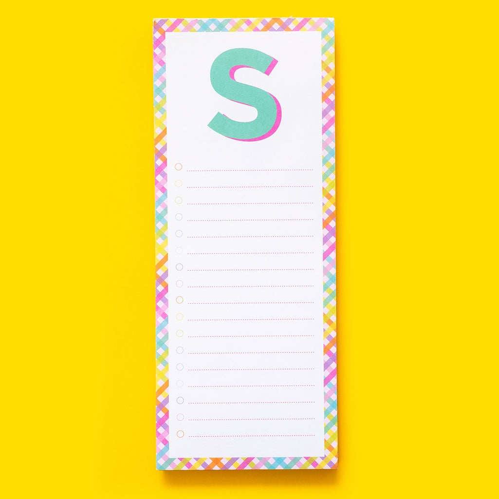 4-inch by 10-inch lined list pad with magnet on back