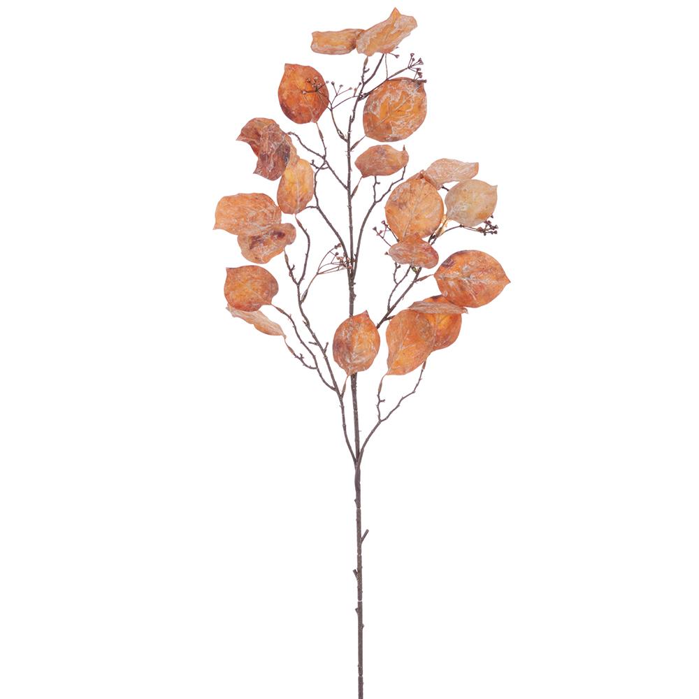 43-inch brown apple leaf spray with autumn-colored silk leaves on a tall, slender stem.