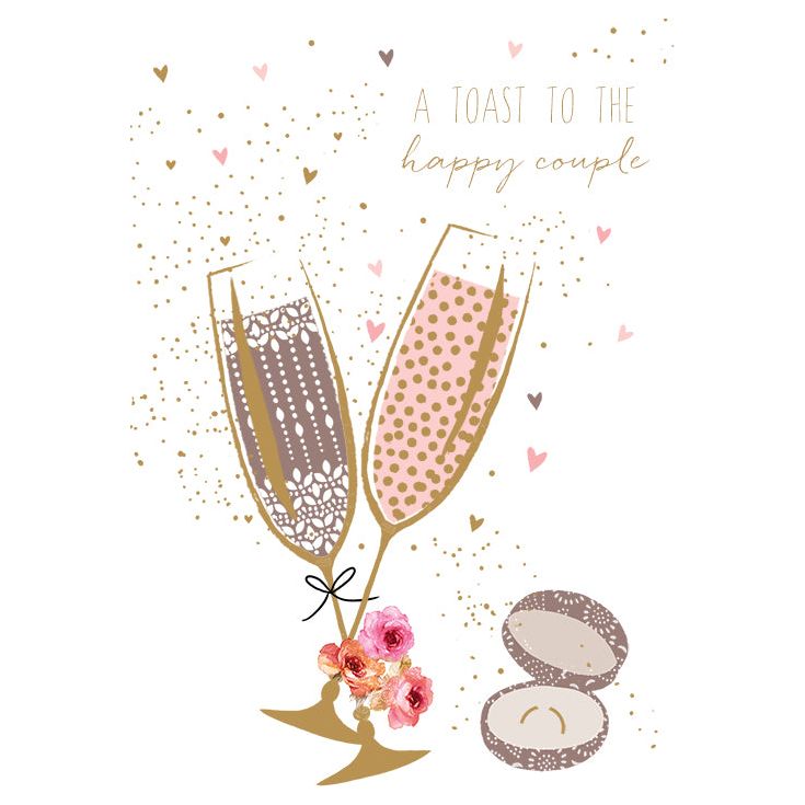 Champagne-colored engagement ring with glitter foil accents on a white background