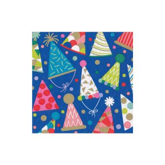 Pack of chlorine-free bleached triple-ply cocktail napkins with printed patterns.