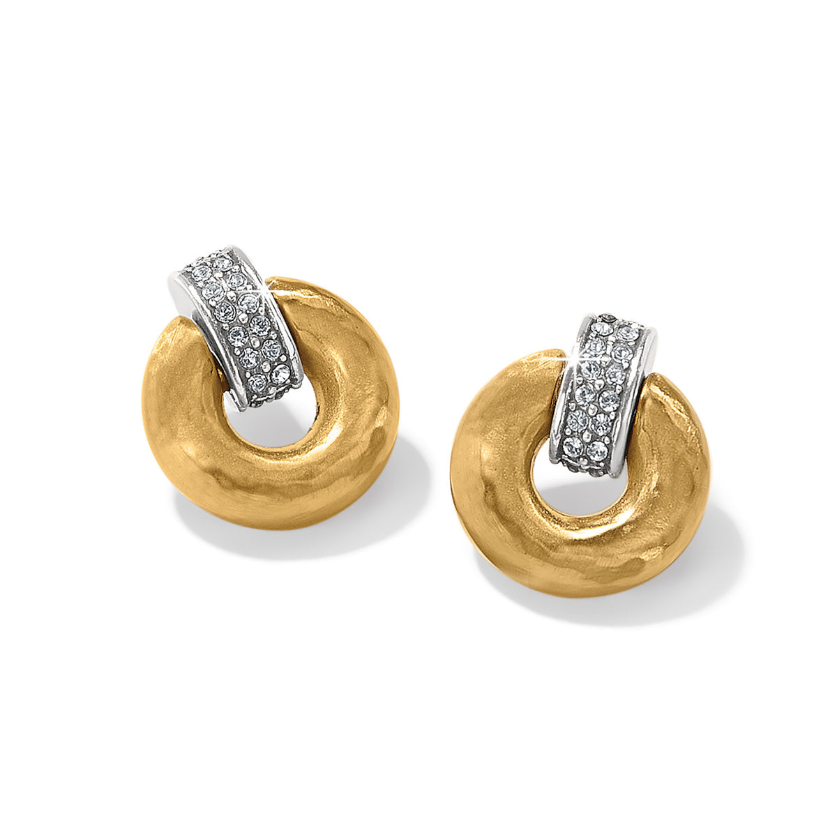 Meridian Geo Mini Post Drop Earrings in gold-plated finish with fine quality crystal accents.