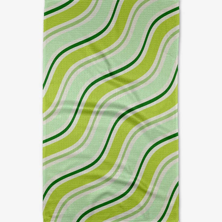 Recycled polyester waffle weave tea towel with single-sided print