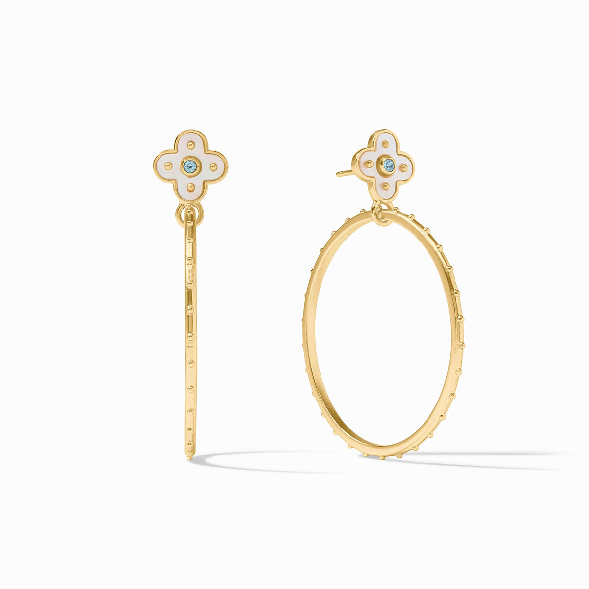 Colette Statement Earring: gold-plated post with mother-of-pearl and cubic zirconia accents