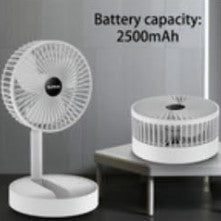 White compact personal fan with a rounded handle grip.