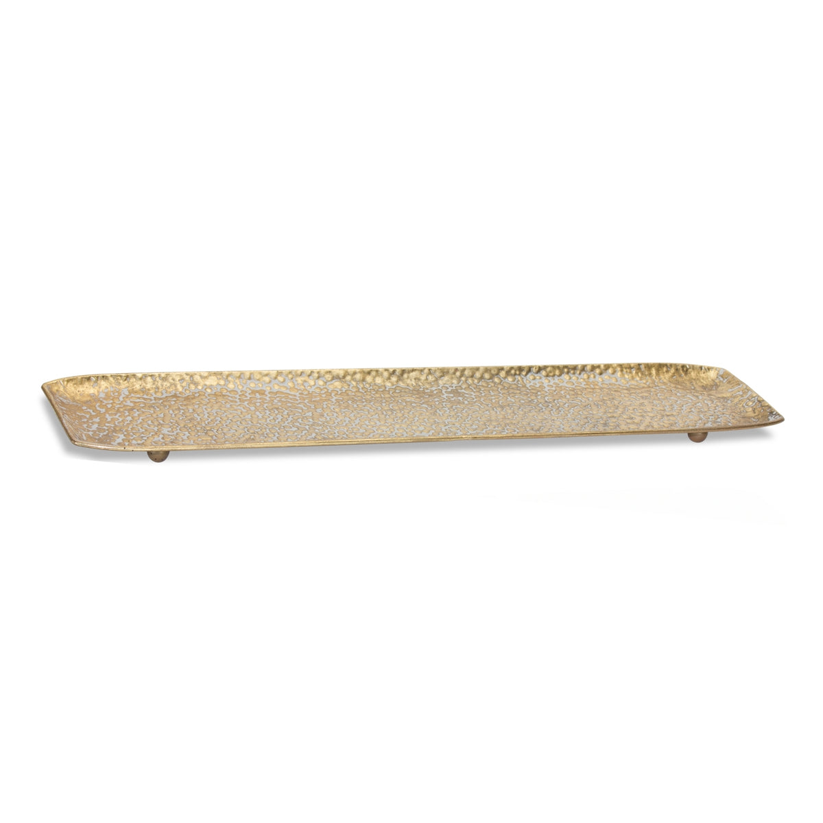 Metal decorative tray with a rectangular shape