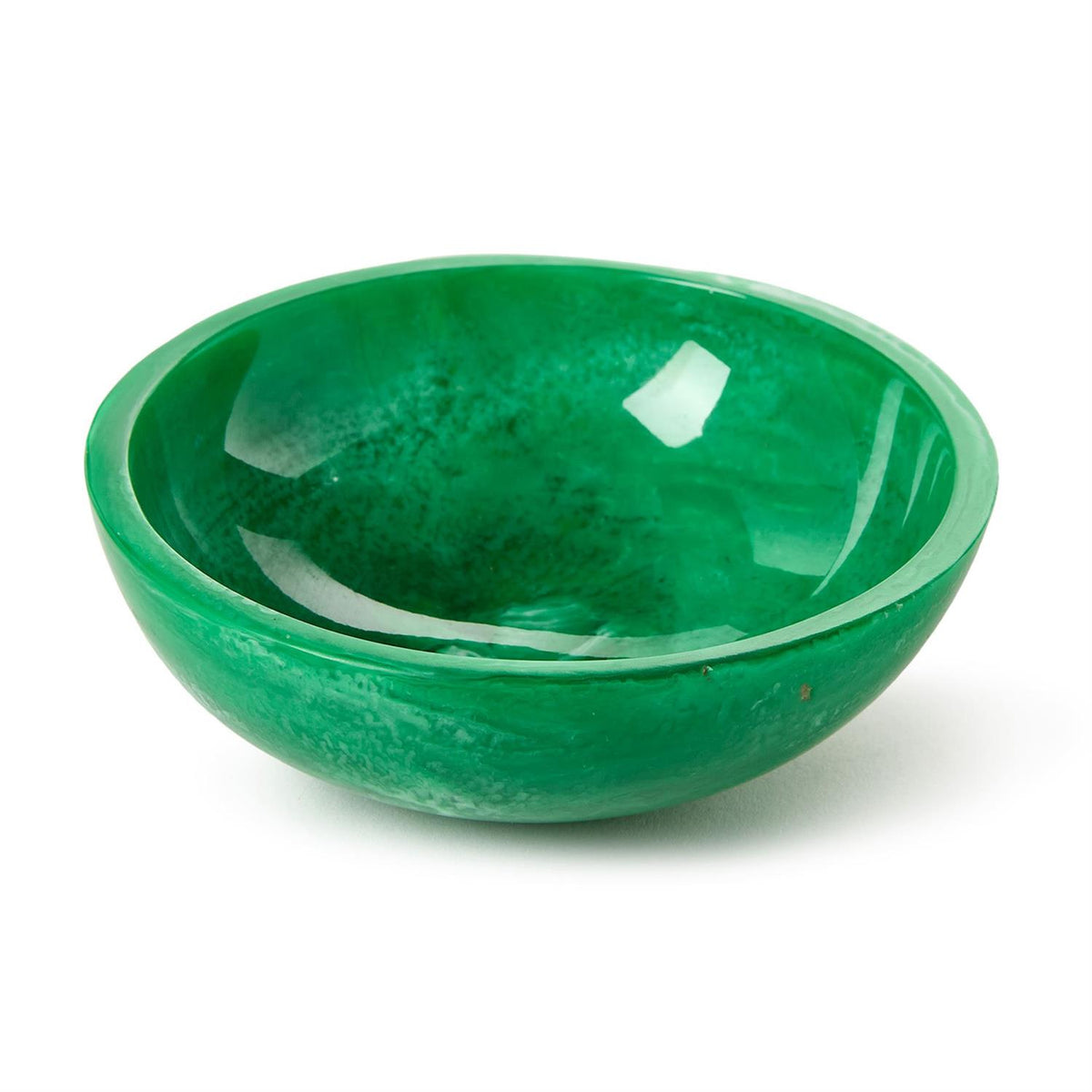 Vibrant green round resin tidbit bowl with a smooth, glossy finish on a white background.