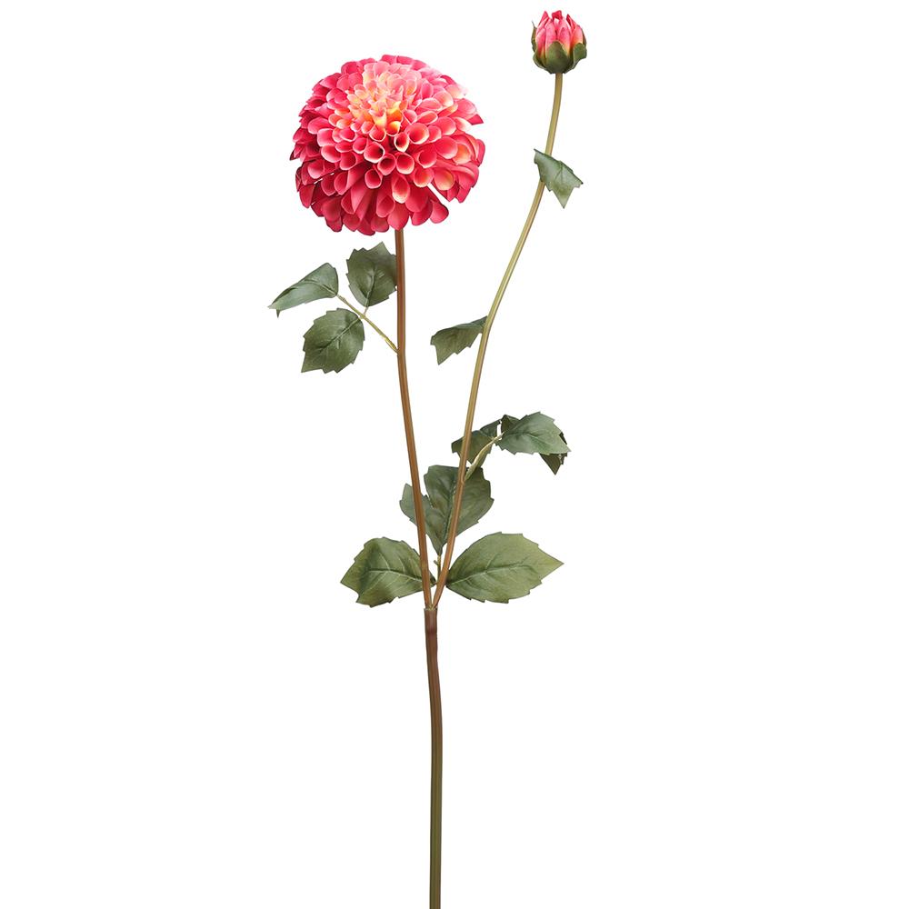31-inch Dahlia spray wreath with cloth petals, plastic accents, and iron wire frame in a circular silhouette.