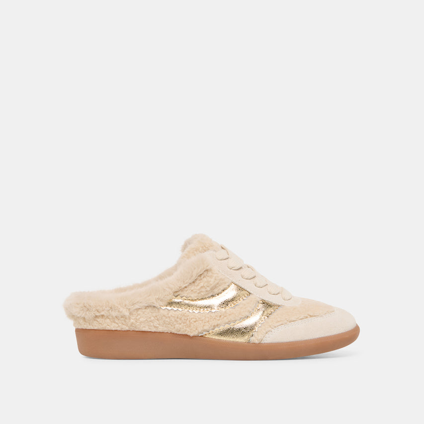 Merit Slide Sneakers in genuine suede with shearling lining and durable rubber outsole.