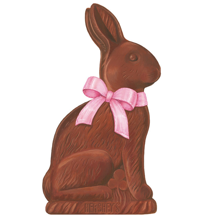 Die-cut Hershey's chocolate bunny placemat with a solid brown color.
