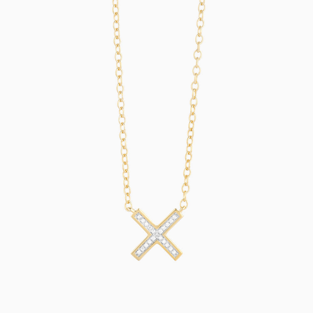 Silver-tone Hug It Out pendant necklace with a small diamond accent on an 18-inch chain.