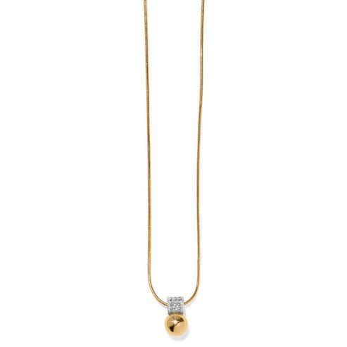 Meridian Petite Necklace featuring a gold-plated snake chain and a crystal-accented ball pendant.