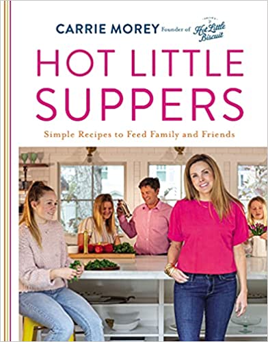 Hardcover cookbook Hot Little Suppers featuring seasonal recipes with bright food photography on the cover.