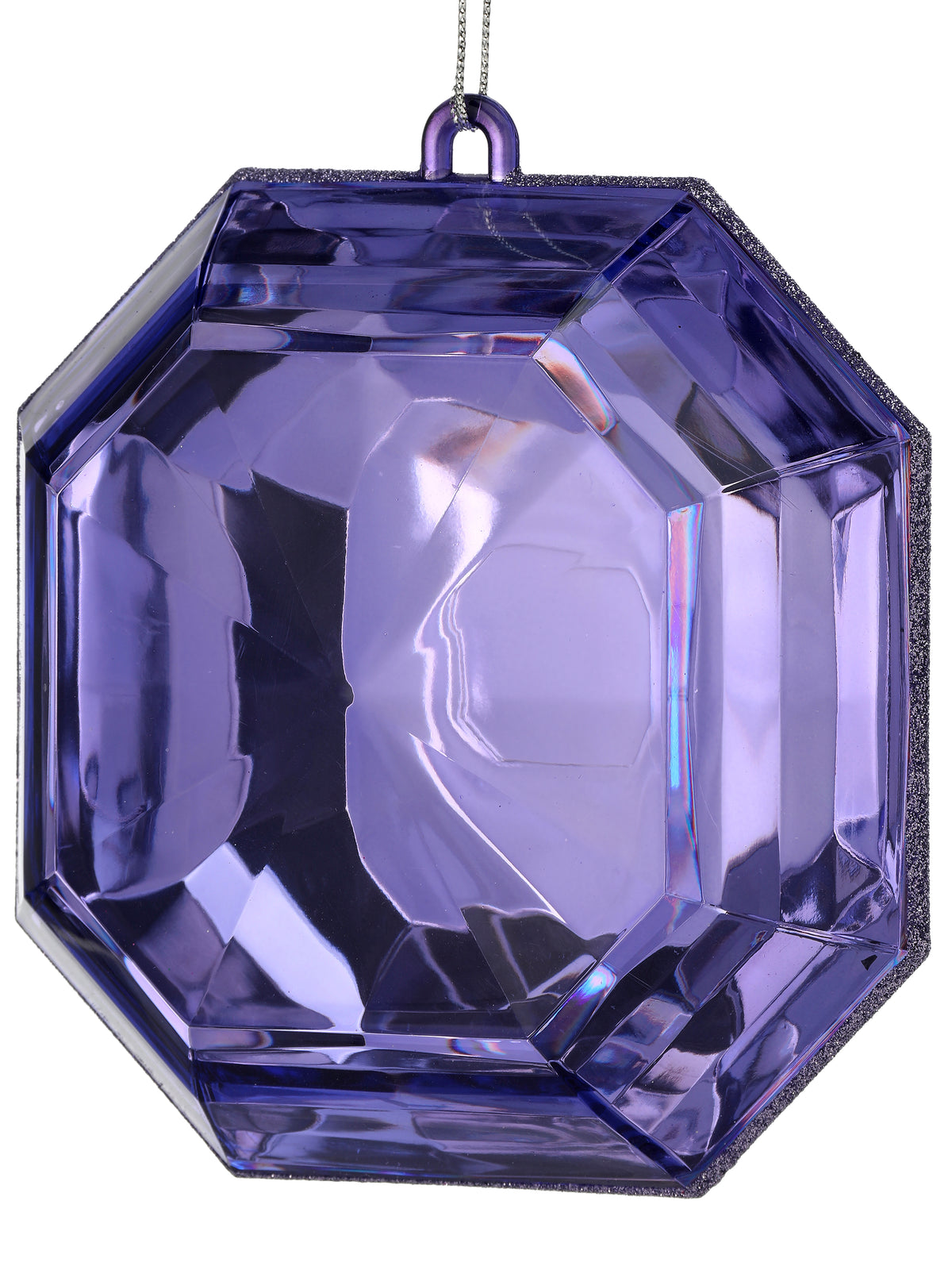 6-inch square acrylic ornament with a precious gem center on a pewter-finish base.
