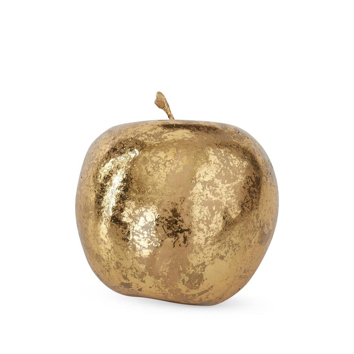 Decorative gold apple with a textured, metallic finish and a small stem.