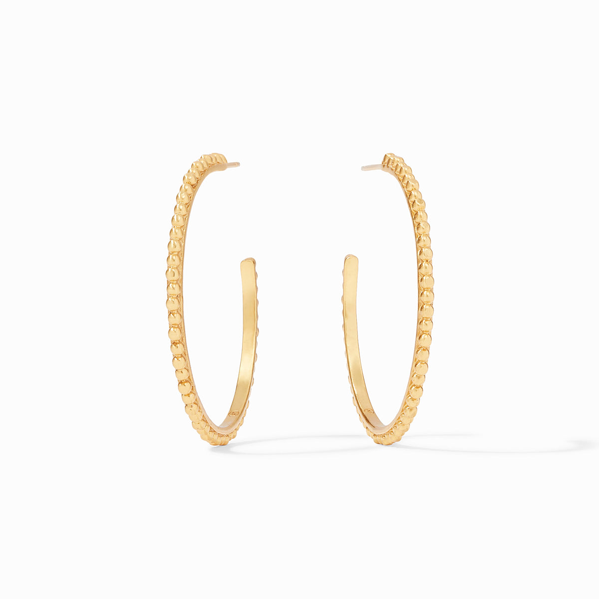 Pair of gold-plated Colette bead hoop earrings with a textured beaded outer edge.
