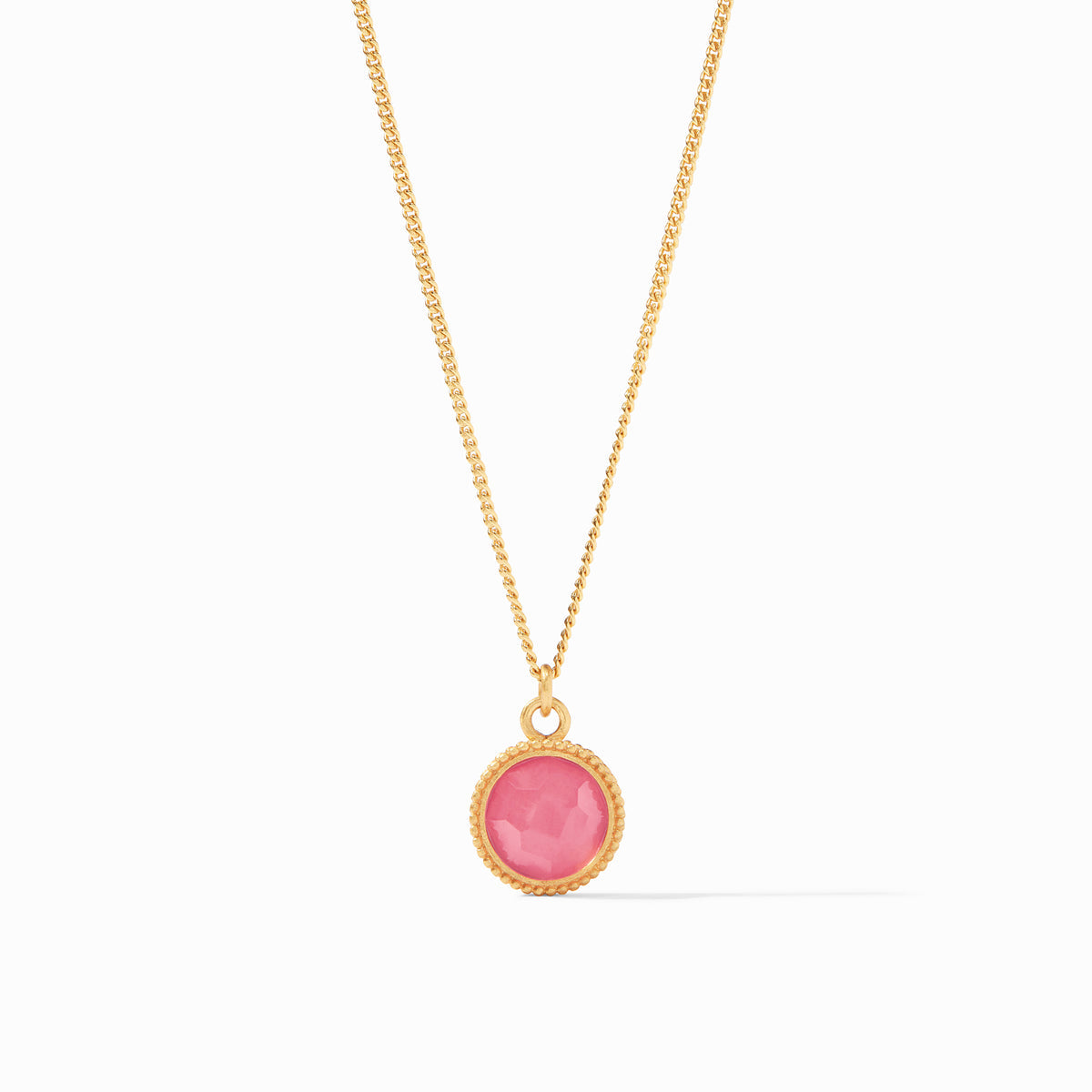 Adjustable necklace with a glittering gemstone on one side and a fleur-de-lis intaglio reverse.