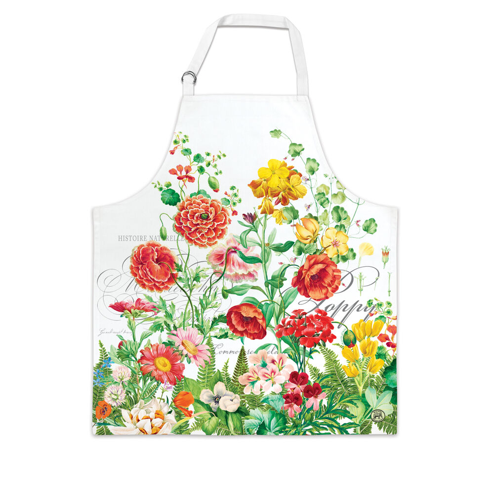 Black cotton chef apron with adjustable neck straps featuring metal double D-rings.