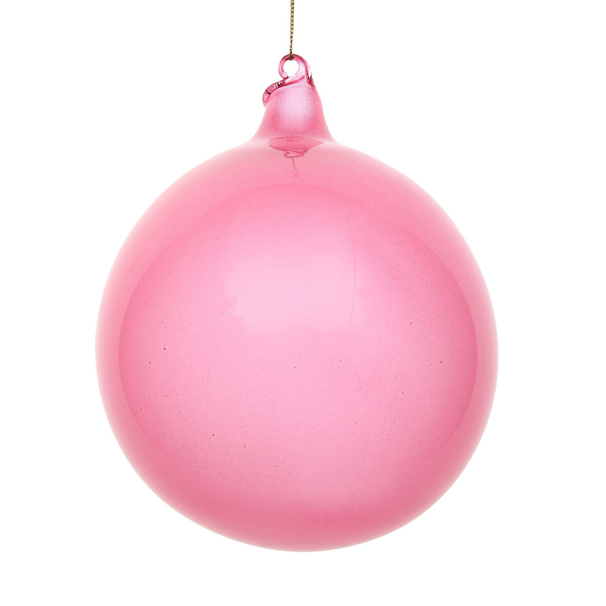 150mm large pink glitter bubblegum ball ornament with a smooth finish and hanging loop.