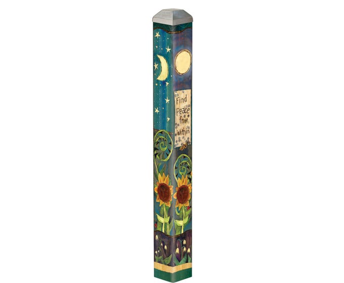 16" Mini Art Pole with celestial and sunflower design and inspirational quote.