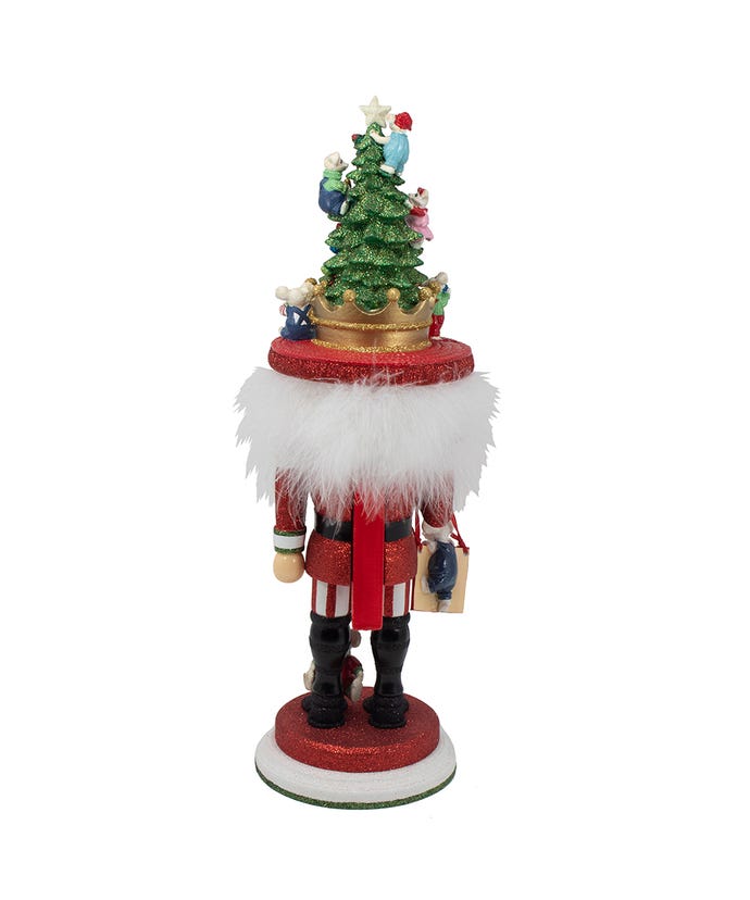 18-inch Hollywood nutcracker in red glitter outfit with a Christmas tree hat and mice details.