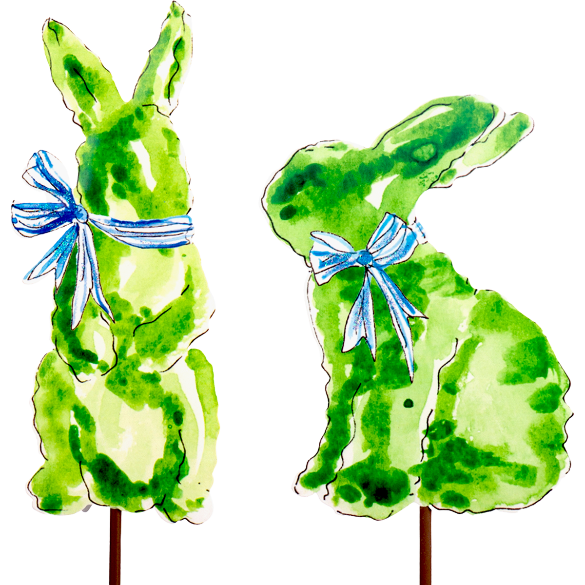 Boxwood Bunnies decorative item made from green boxwood material with a bunny silhouette.