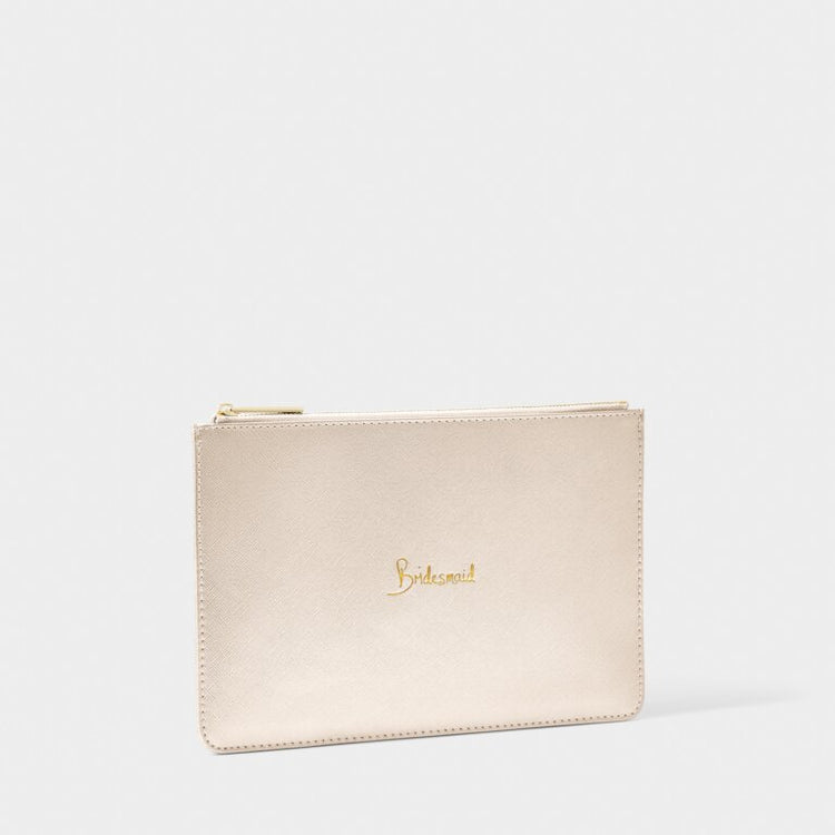 Bridal Perfect Pouch in soft vegan leather with contrasting gold-tone hardware.