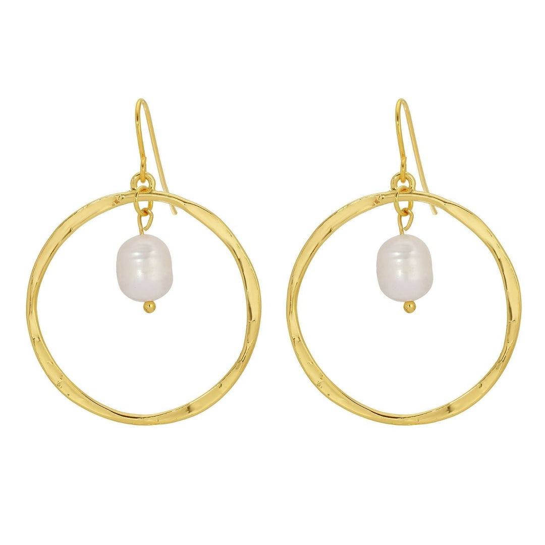 Open Drop Earrings with Pearl Charm