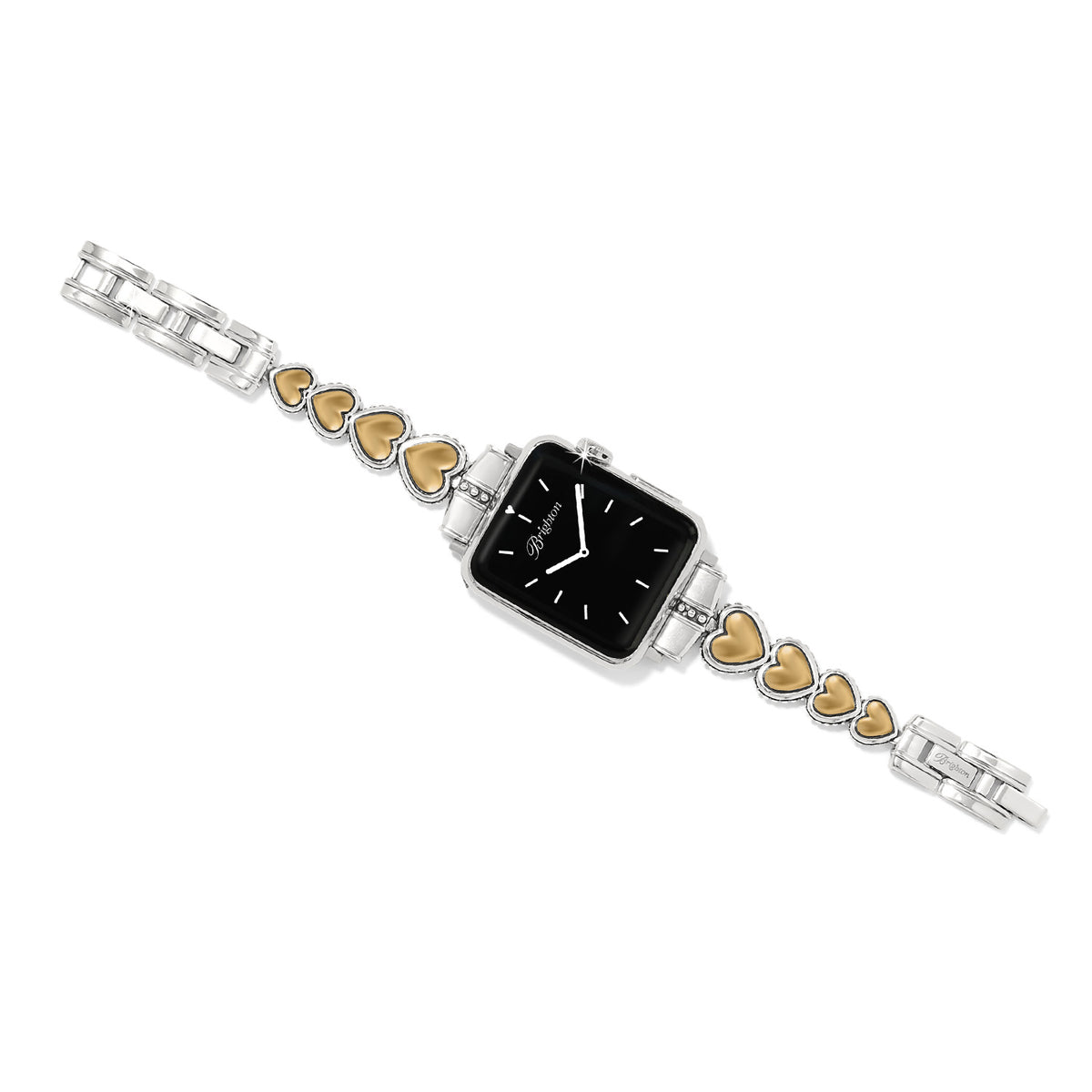 Pretty Tough Two Tone Heart Watch Band in silver and gold with heart-shaped links.