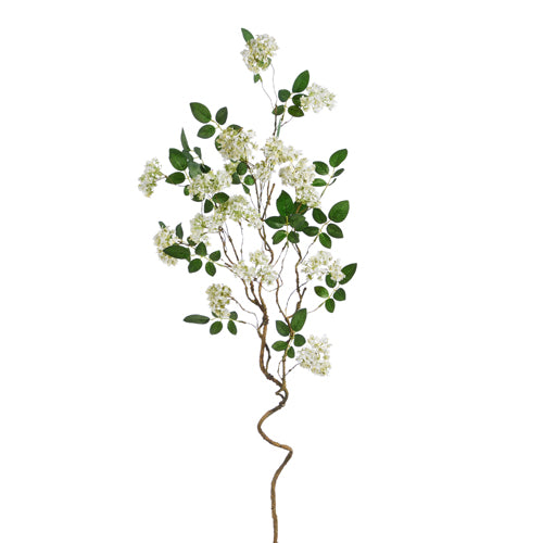 41-inch white polyester artificial blossom spray with paper petals on plastic stems.