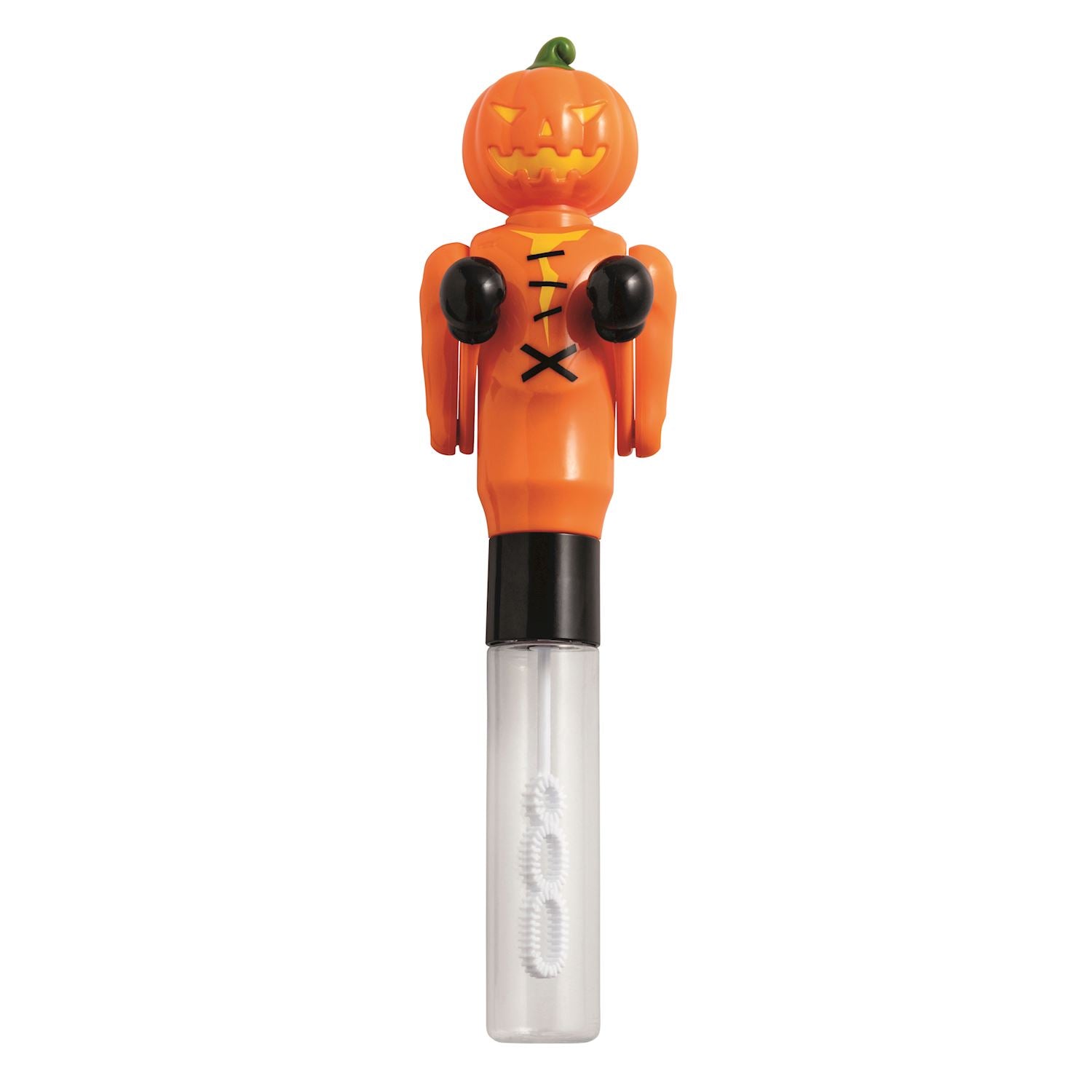 Halloween punching pen with a jack-o'-lantern top and bubble wand.