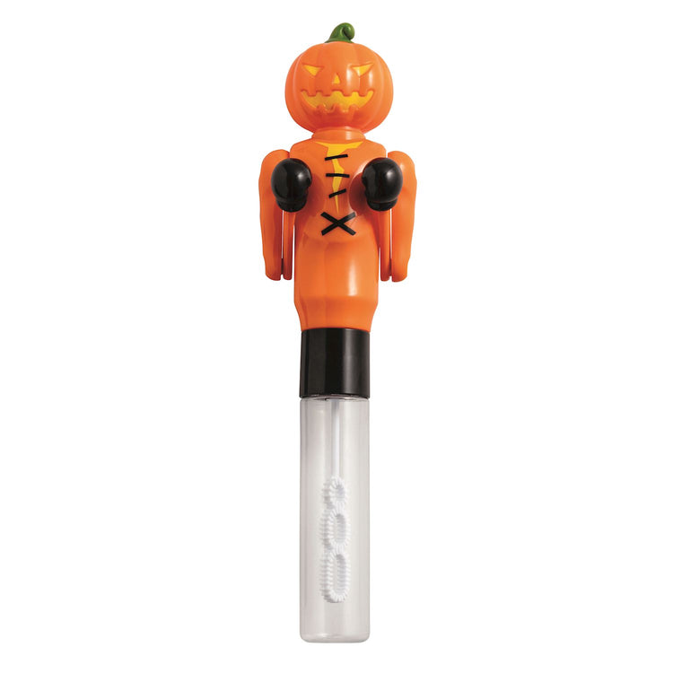 Halloween punching pen with a jack-o'-lantern top and bubble wand.