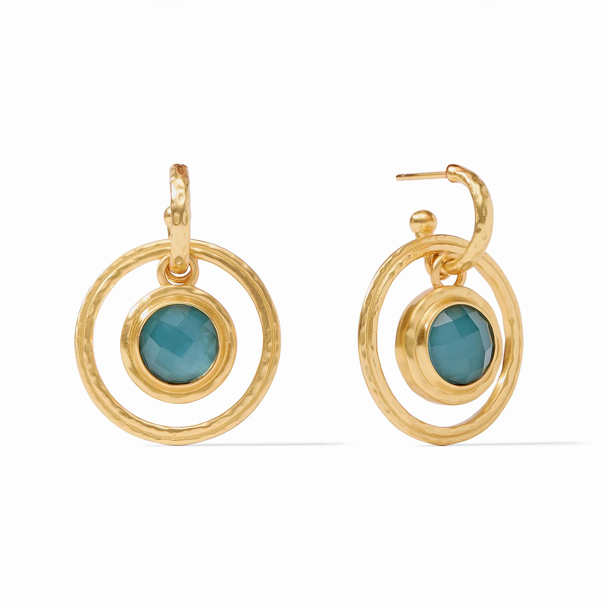 Astor 6-in-1 charm earring with gold plate finish, imported glass stones, and CZ accents on a pierced ear post.