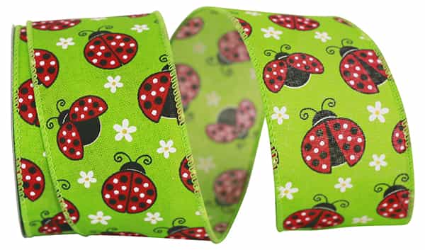 Apple green linen wired edge trim with a scalloped silhouette