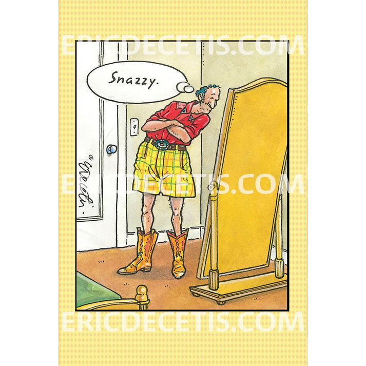 Front view of a cowboy-themed birthday card with western border.