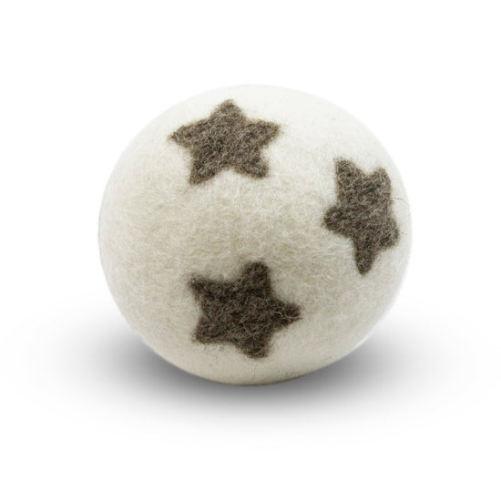Single white eco dryer ball with smooth rounded surface