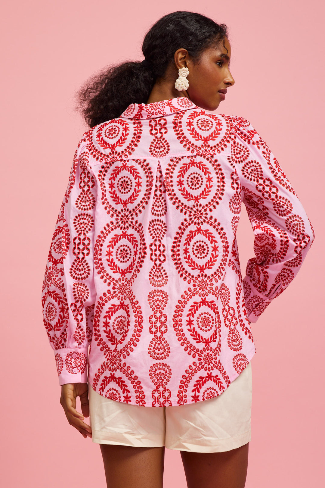 Naomi Eyelet Embroidered Long Sleeve Button Down Shirt