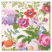 Packaged Caspari triple-ply luncheon napkins featuring museum artwork designs in chlorine-free bleached tissue.
