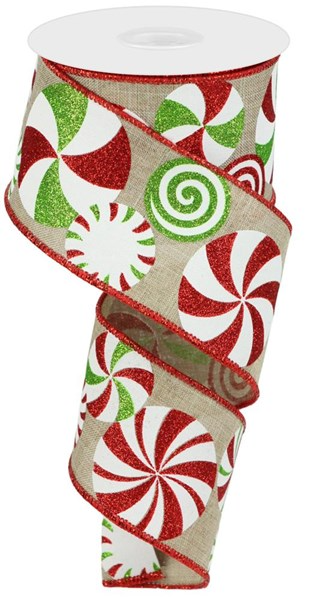 2.5"X10yd Peppermint Ribbon