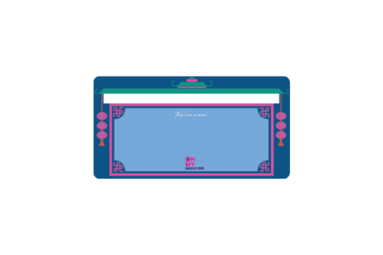 Navy blue plastic Mahjong line finder tool with a clear window to display the tile's character.
